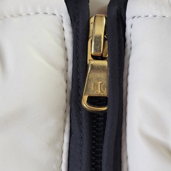 Lauren Ralph Lauren Quilted Vest Size S Ivory Zip Snap Pockets Stand Up Collar - Picture 5 of 12